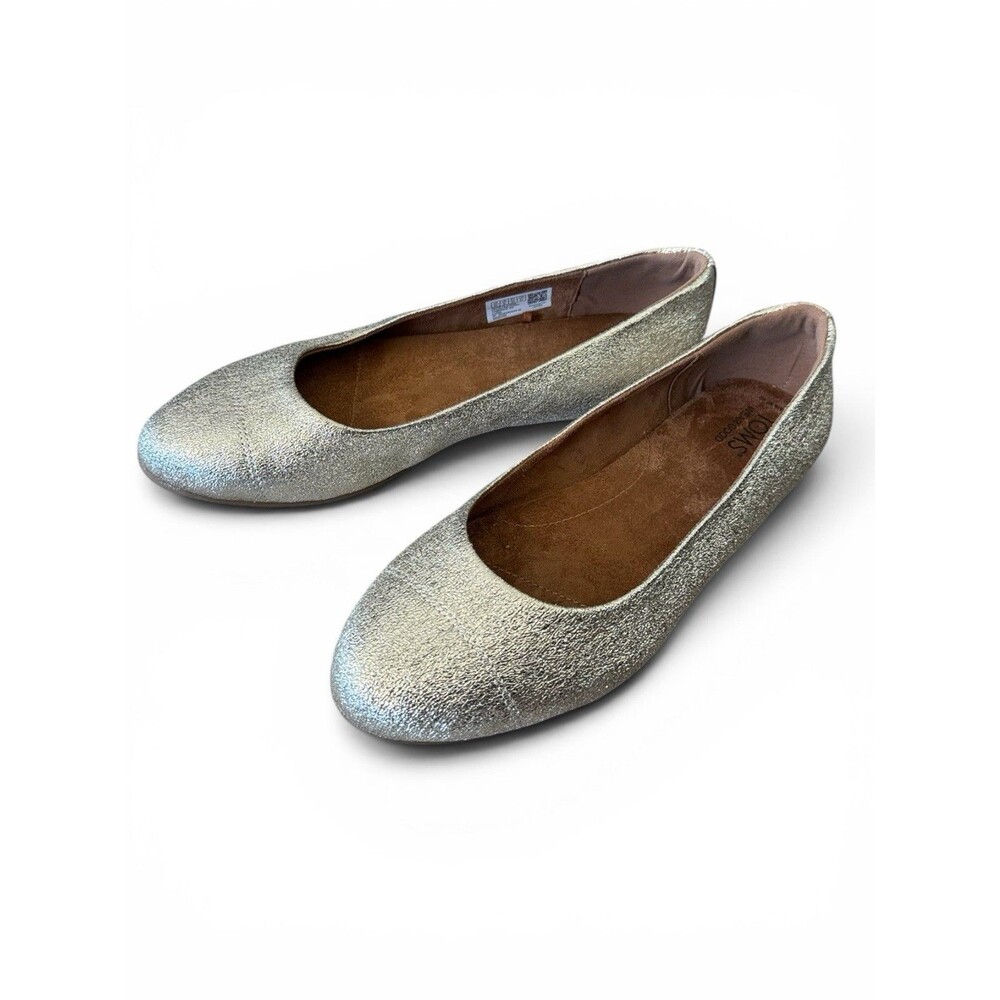 TOMS Sparkle Ballet Flats in Gold Glitter Ballet Shoes Rare Size 10